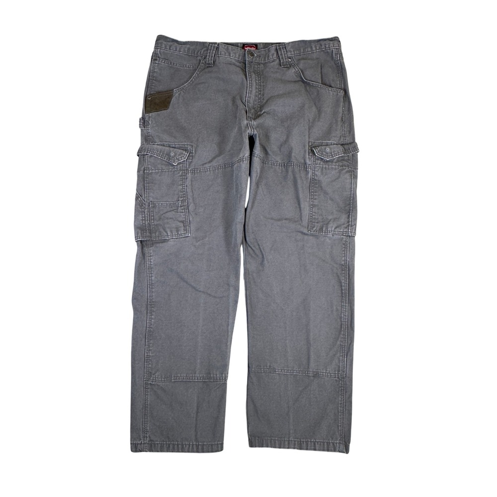 Wrangler Workwear Mens Gray Ripstop Cargo Pants 38x30 Double Knee 10WMWR1G